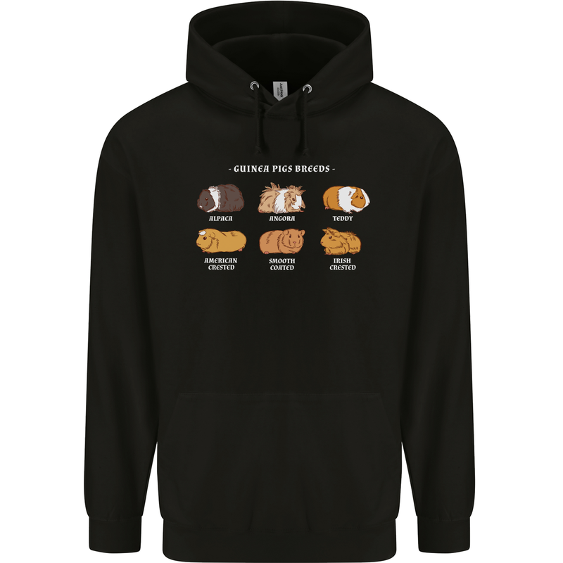 Guinea Pig Breeds 3 Mens 80% Cotton Hoodie Black