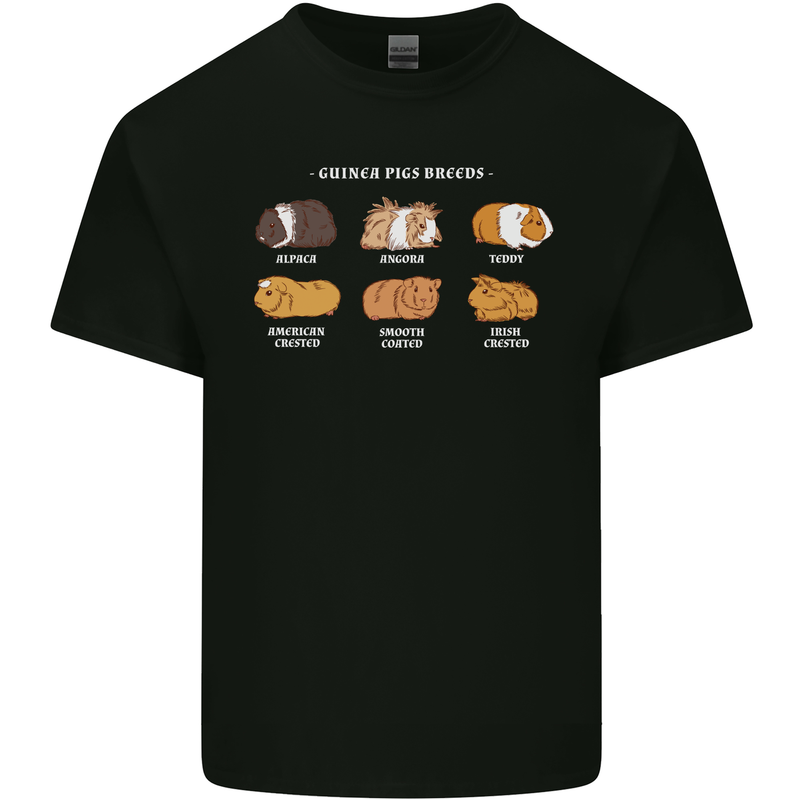 Guinea Pig Breeds 3 Mens Cotton T-Shirt Tee Top Black