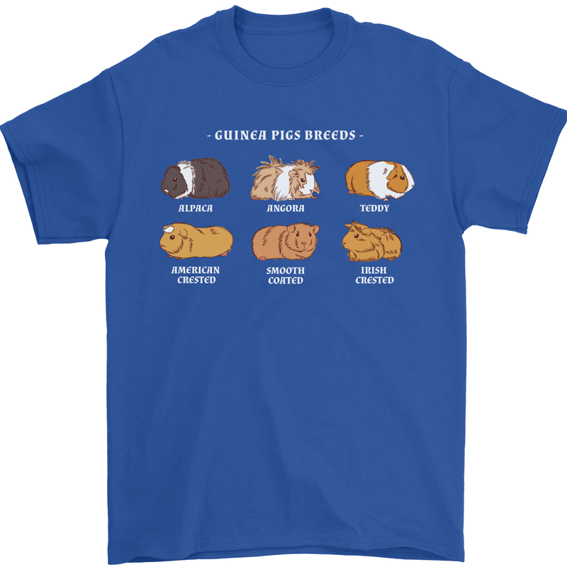 Guinea Pig Breeds 3 Mens T-Shirt 100% Cotton Royal Blue