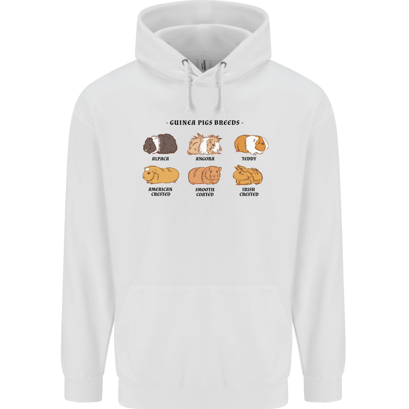Guinea Pig Breeds 4 Mens 80% Cotton Hoodie White