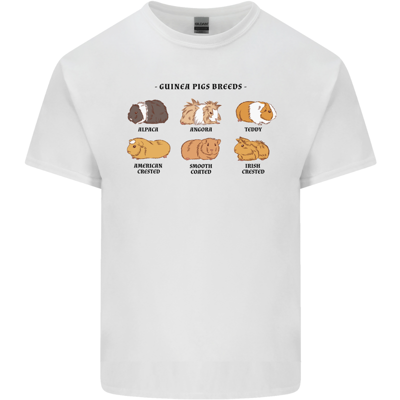 Guinea Pig Breeds 4 Mens Cotton T-Shirt Tee Top White