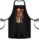 Guitar Playing Skeleton Rock Music Skull Cotton Apron 100% Organic Black