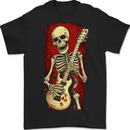 Guitar Playing Skeleton Rock Music Skull Mens T-Shirt 100% Cotton BLACK