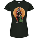 Guitar Santa Claus Chilling Out Christmas Womens Petite Cut T-Shirt Black