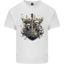 Guitar Skull City Heavy Metal Rock Music Mens Cotton T-Shirt Tee Top White
