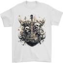 Guitar Skull City Heavy Metal Rock Music Mens T-Shirt 100% Cotton White
