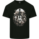 Guitar Skull Heavy Metal Rock Music Band Mens Cotton T-Shirt Tee Top Black