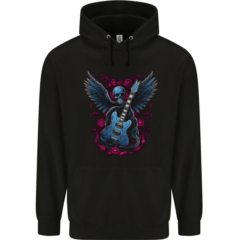 Guitar Skull Heavy Metal Rock Music Band Wings Childrens Kids Hoodie Black