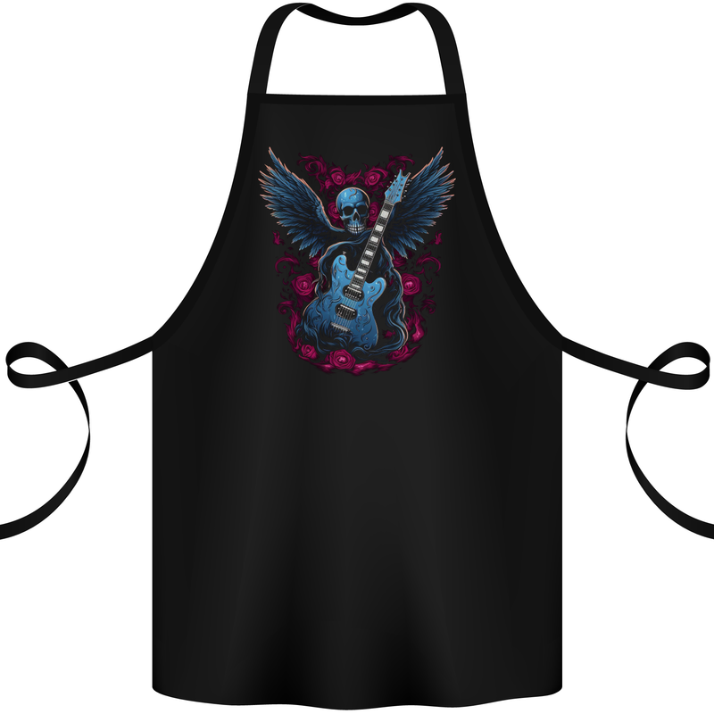 Guitar Skull Heavy Metal Rock Music Band Wings Cotton Apron 100% Organic Black