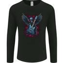 Guitar Skull Heavy Metal Rock Music Band Wings Mens Long Sleeve T-Shirt Black