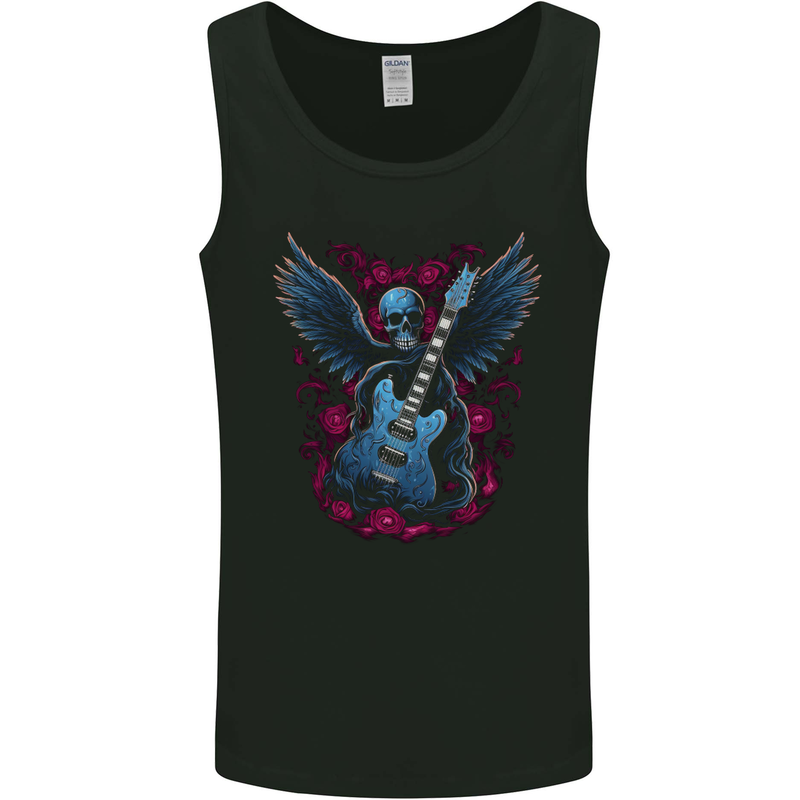 Guitar Skull Heavy Metal Rock Music Band Wings Mens Vest Tank Top Black