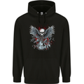 Guitar & Skull Heavy Metal Rock Music Wings Childrens Kids Hoodie Black