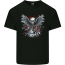 Guitar & Skull Heavy Metal Rock Music Wings Mens Cotton T-Shirt Tee Top Black