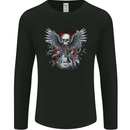 Guitar & Skull Heavy Metal Rock Music Wings Mens Long Sleeve T-Shirt Black