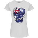 Gym Australian Flag Muscles Australia Womens Petite Cut T-Shirt White