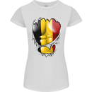 Gym Belgian Flag Ripped Muscles Belgium Womens Petite Cut T-Shirt White