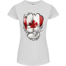 Gym Canadian Maple Leaf Flag Muscles Canada Womens Petite Cut T-Shirt White
