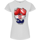 Gym Croatian Flag Ripped Muscles Croatia Womens Petite Cut T-Shirt White