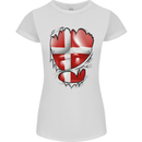 Gym Danish Flag Ripped Muscles Denmark Womens Petite Cut T-Shirt White