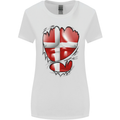 Gym Danish Flag Ripped Muscles Denmark Womens Wider Cut T-Shirt White