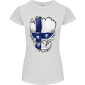 Gym Finnish Flag Ripped Muscles Finland Womens Petite Cut T-Shirt White