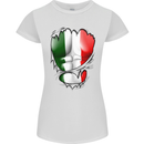 Gym Italian Flag Ripped Muscles Italy Womens Petite Cut T-Shirt White