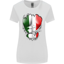 Gym Italian Flag Ripped Muscles Italy Womens Wider Cut T-Shirt White