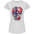 Gym Norwegian Flag Ripped Muscles Norway Womens Petite Cut T-Shirt White