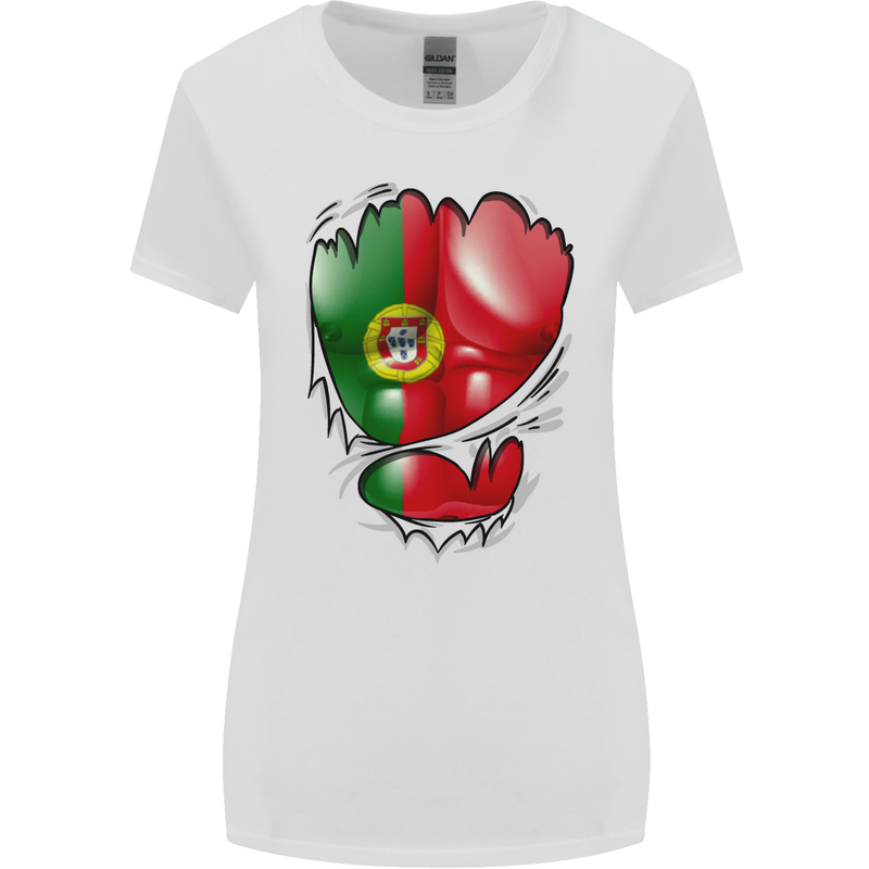Gym Portuguese Flag Ripped Muscles Portugal Womens Wider Cut T-Shirt White