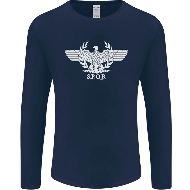 Gym SPQR Training Bodybuilding Mens Long Sleeve T-Shirt Navy Blue