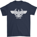 Gym SPQR Training Bodybuilding Mens T-Shirt 100% Cotton Navy Blue
