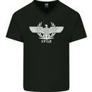 Gym SPQR Training Bodybuilding Mens V-Neck Cotton T-Shirt Black