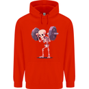 Gym Skeleton Bodybuilding Training Top Mens 80% Cotton Hoodie Bright Red