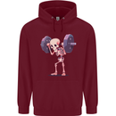 Gym Skeleton Bodybuilding Training Top Mens 80% Cotton Hoodie Maroon
