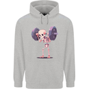 Gym Skeleton Bodybuilding Training Top Mens 80% Cotton Hoodie Sports Grey