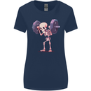 Gym Skeleton Bodybuilding Training Top Womens Wider Cut T-Shirt Navy Blue
