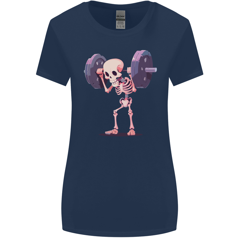 Gym Skeleton Bodybuilding Training Top Womens Wider Cut T-Shirt Navy Blue