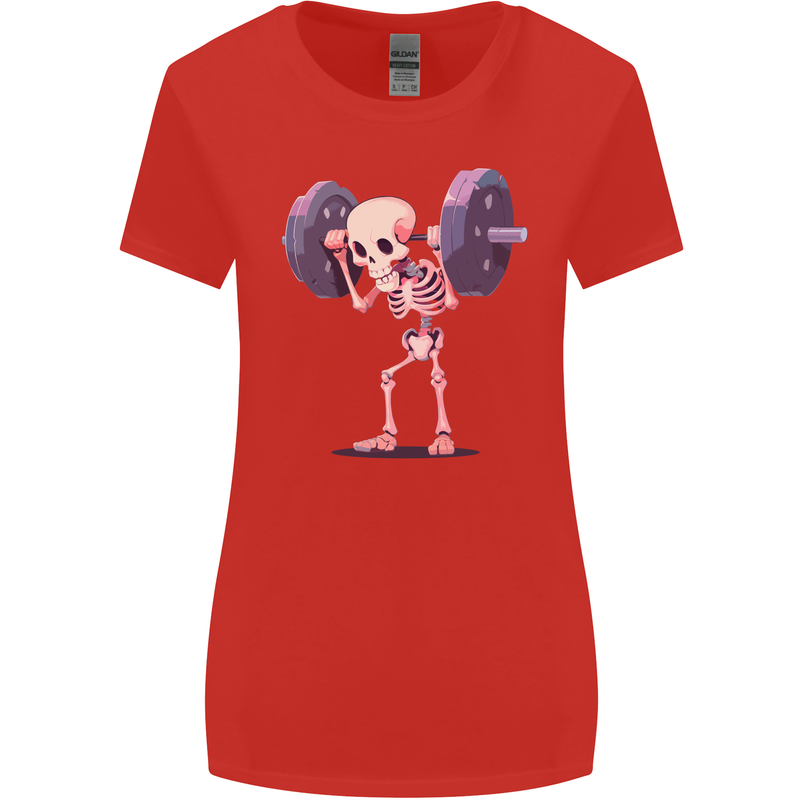 Gym Skeleton Bodybuilding Training Top Womens Wider Cut T-Shirt Red