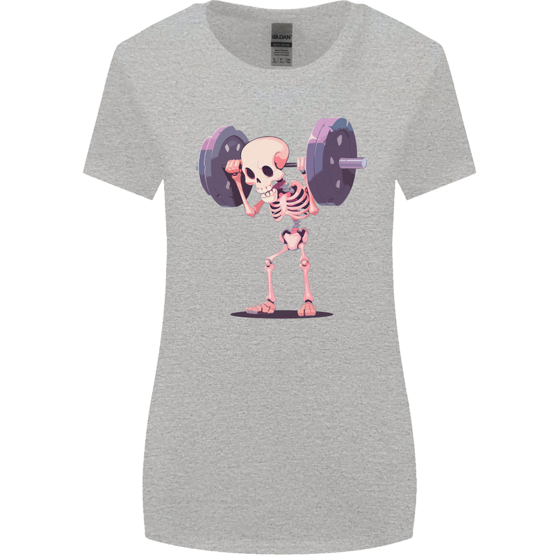 Gym Skeleton Bodybuilding Training Top Womens Wider Cut T-Shirt Sports Grey