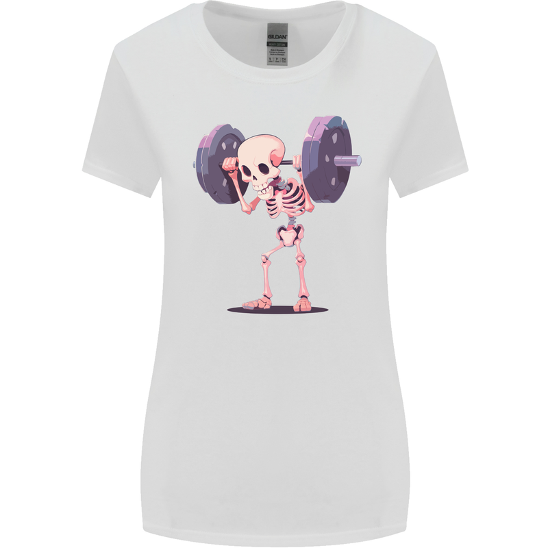 Gym Skeleton Bodybuilding Training Top Womens Wider Cut T-Shirt White
