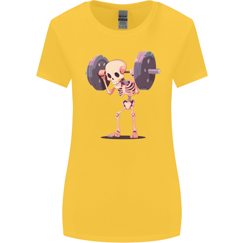 Gym Skeleton Bodybuilding Training Top Womens Wider Cut T-Shirt Yellow