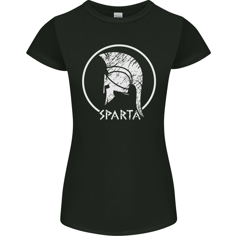 Gym Sparta Helmet Bodybuilding Training Womens Petite Cut T-Shirt Black