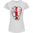 Gym St. George's Cross English Flag England Womens Petite Cut T-Shirt White