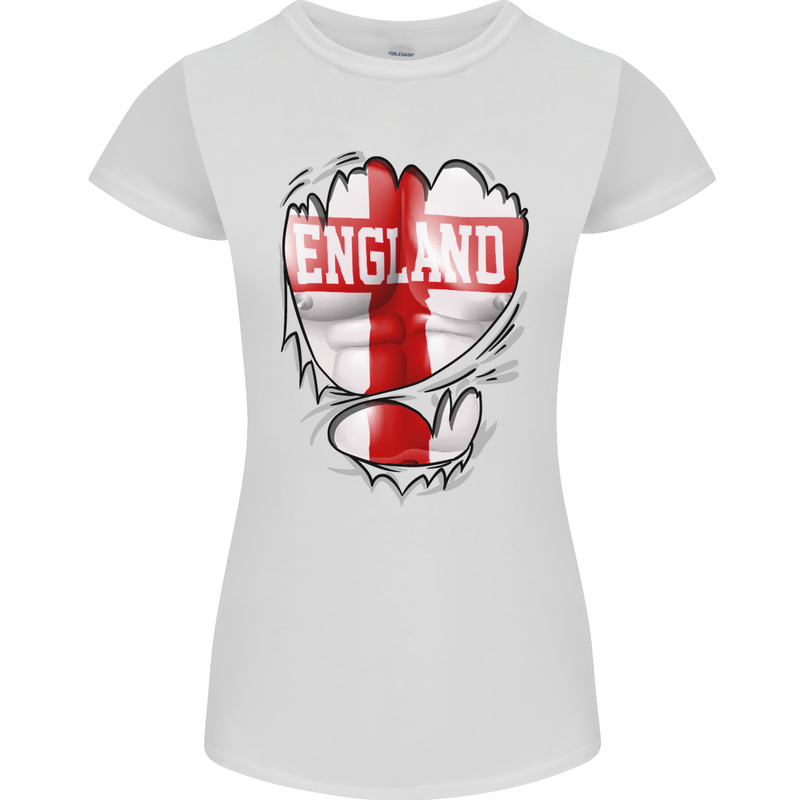 Gym St. George's Cross English Flag England Womens Petite Cut T-Shirt White