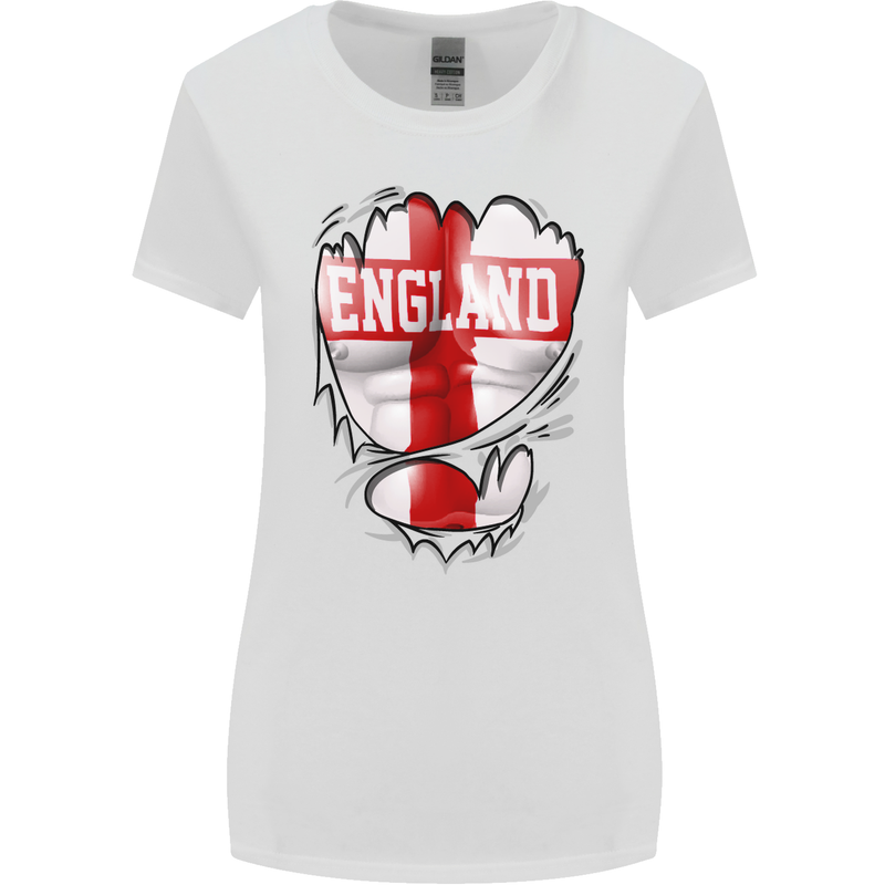 Gym St. George's Cross English Flag England Womens Wider Cut T-Shirt White