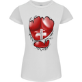 Gym Swiss Flag Ripped Muscles Switzerland Womens Petite Cut T-Shirt White