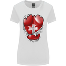 Gym Swiss Flag Ripped Muscles Switzerland Womens Wider Cut T-Shirt White