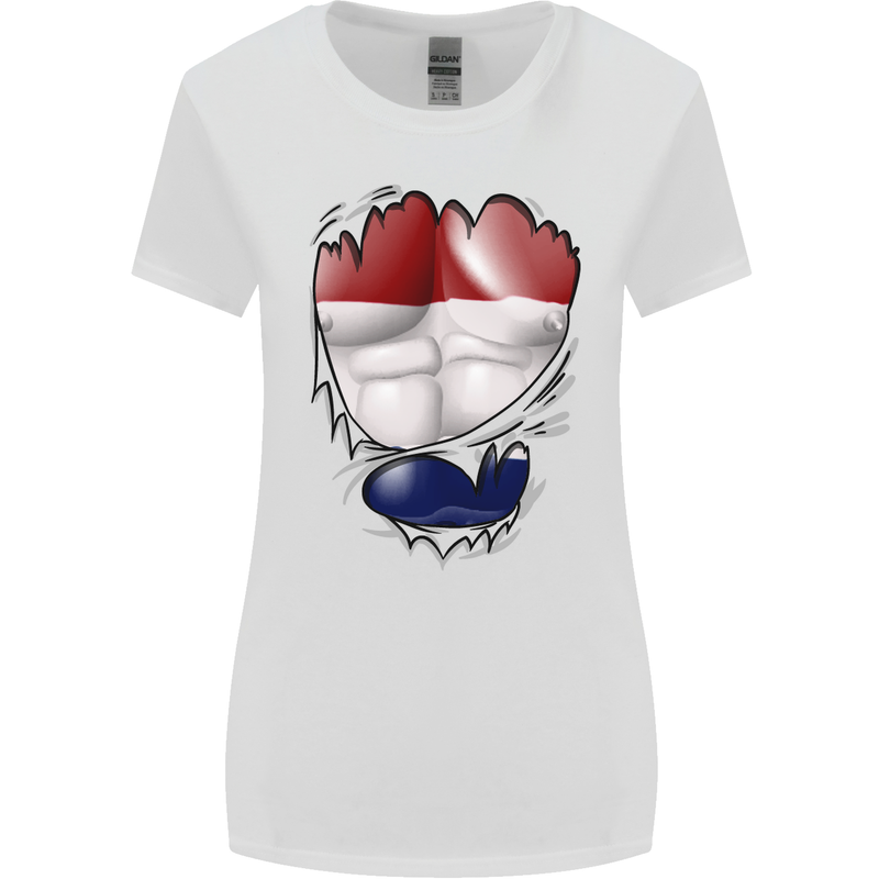 Gym The Dutch Flag Ripped Muscles Holland Womens Wider Cut T-Shirt White