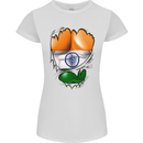 Gym The Indian Flag Ripped Muscles India Womens Petite Cut T-Shirt White
