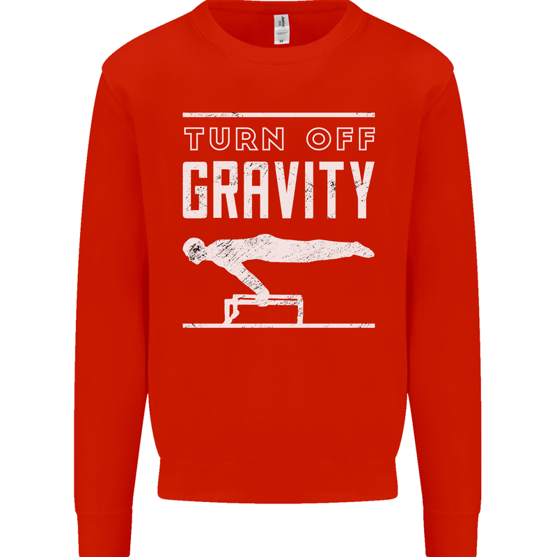 Gymnastics Turn Off Gravity Gymnast Pommel Horse Kids Sweatshirt Jumper Bright Red